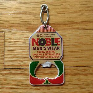 Vintage Keychain Bottle Opener Noble Men's Wear Mumbai Suiting & Shirting INDIA